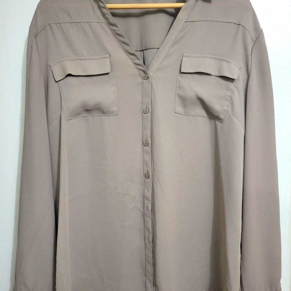 NY & Co. Women's Blouse, Taupe, Size XL